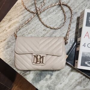 Badgley Mischka Beige Quilted Crossbody Bag